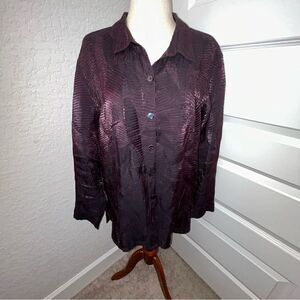 Chico’s Button Down Long Sleeve Textured Tunic Blouse Shirt Top Chicos
